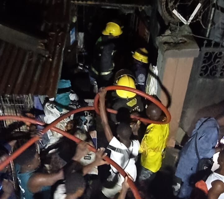 Two rescued, one injured as fire guts bungalow in Itire, Lagos