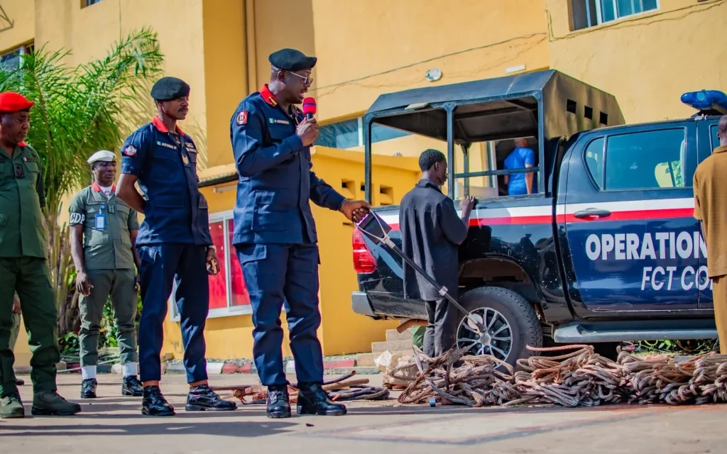 NSCDC ​‌‌‍‌​‍‍⁠⁠‍‌​‌‍‍‍‍‍‌​arrests 4 Alleged Electrical Installations, Armored Cables Vandals In FCT