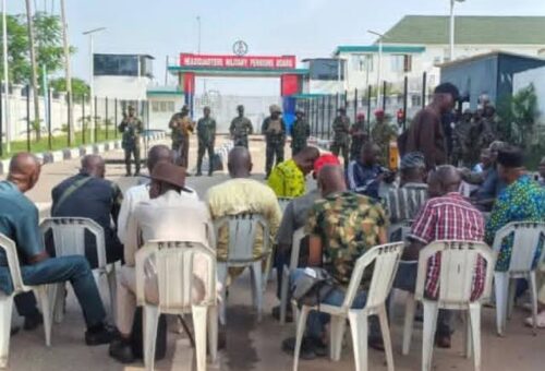 BREAKING: Military retirees block Pensions Board entrance in Abuja