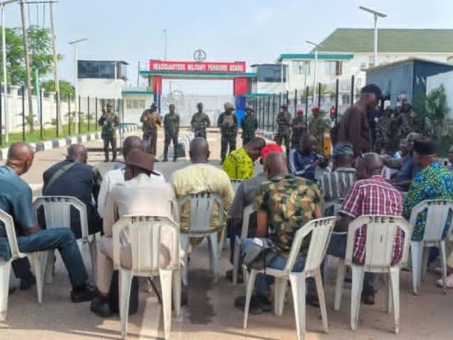 BREAKING: Military retirees block Pensions Board entrance in Abuja